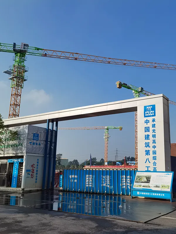 Flat-Top Tower Cranes Used in School Construction Project