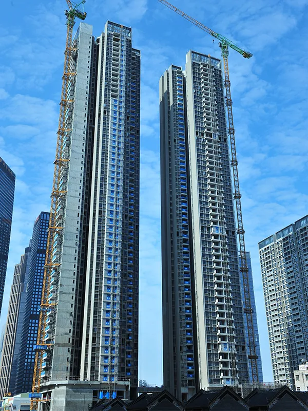 Tower Cranes Used in Residential Building Construction Project