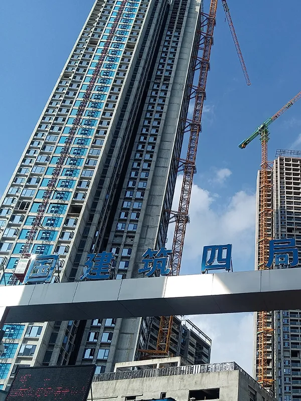 Tower Cranes & Construction Hoists Used in High-Rise Building Construction Project
