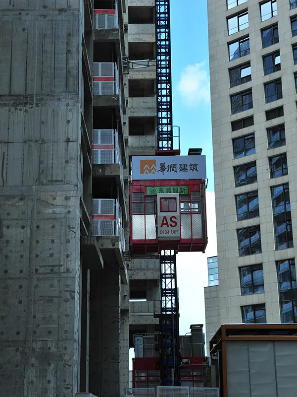 FConstruction Hoists Used in High-Rise Building Construction Project