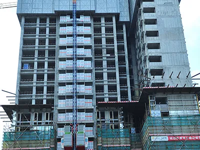 Construction Hoists Used in High-Rise Building Construction Project
