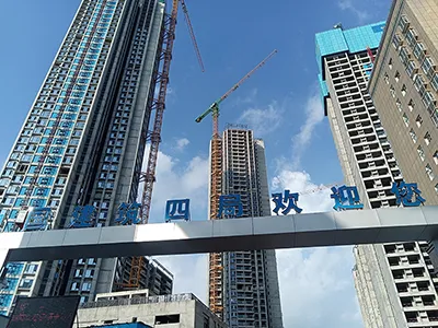 Tower Cranes & Construction Hoists Used in High-Rise Building Construction Project