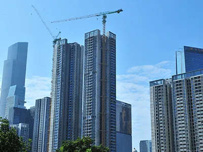Tower Cranes Used in Residential Building Construction Project