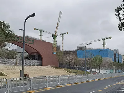 Flat-Top Tower Cranes Used in School Construction Project